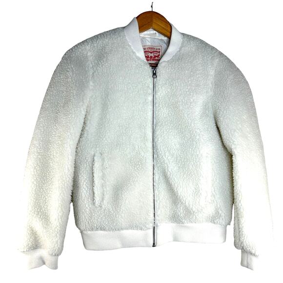 Vintage Levi’s Sherpa Bomber Jacket Jacket Women's Size XS Ivory White - Picture 1 of 8